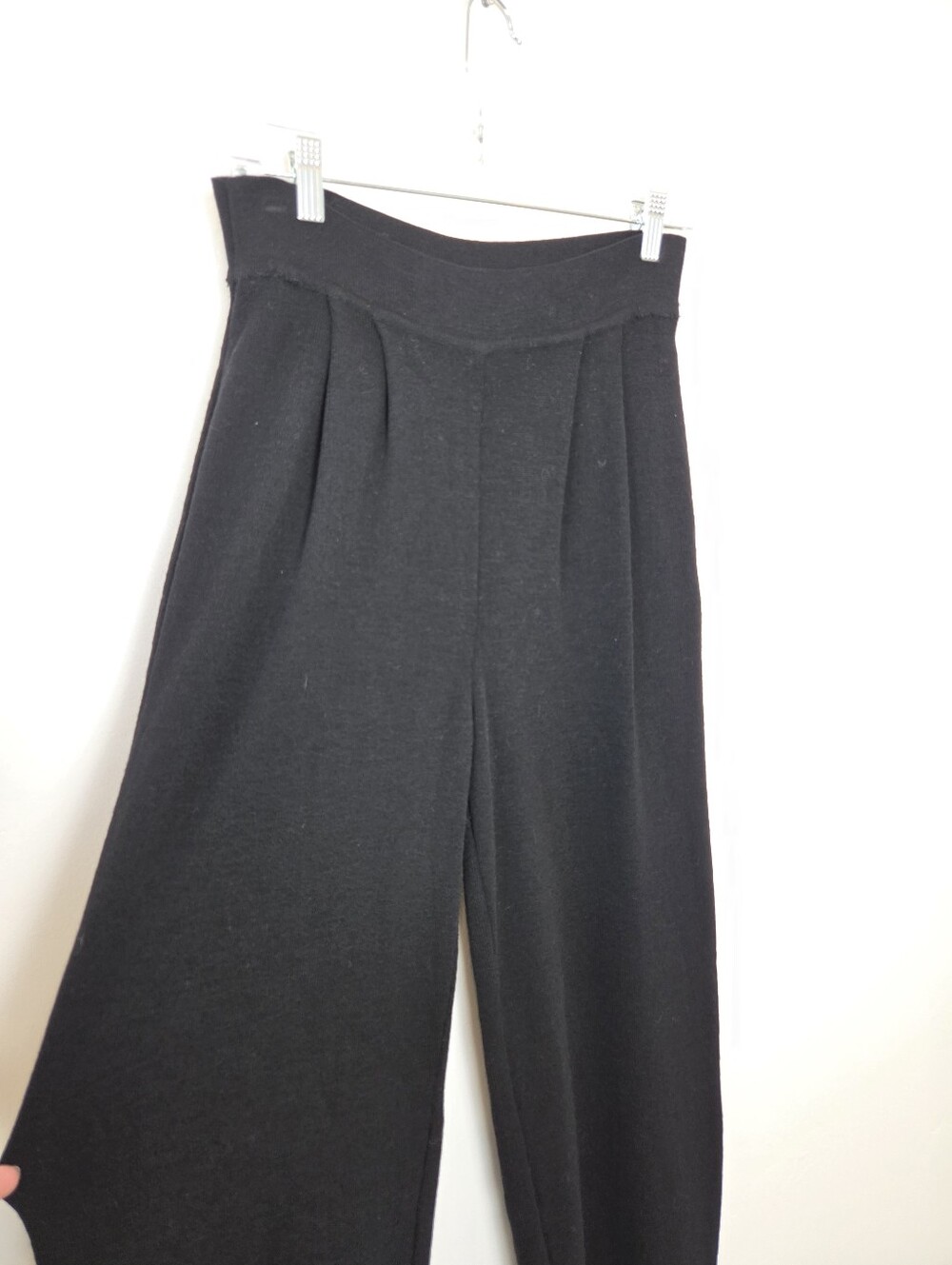 Vintage Preston & York 100% Wool Knit Pants Black High Waist Straight Leg Small